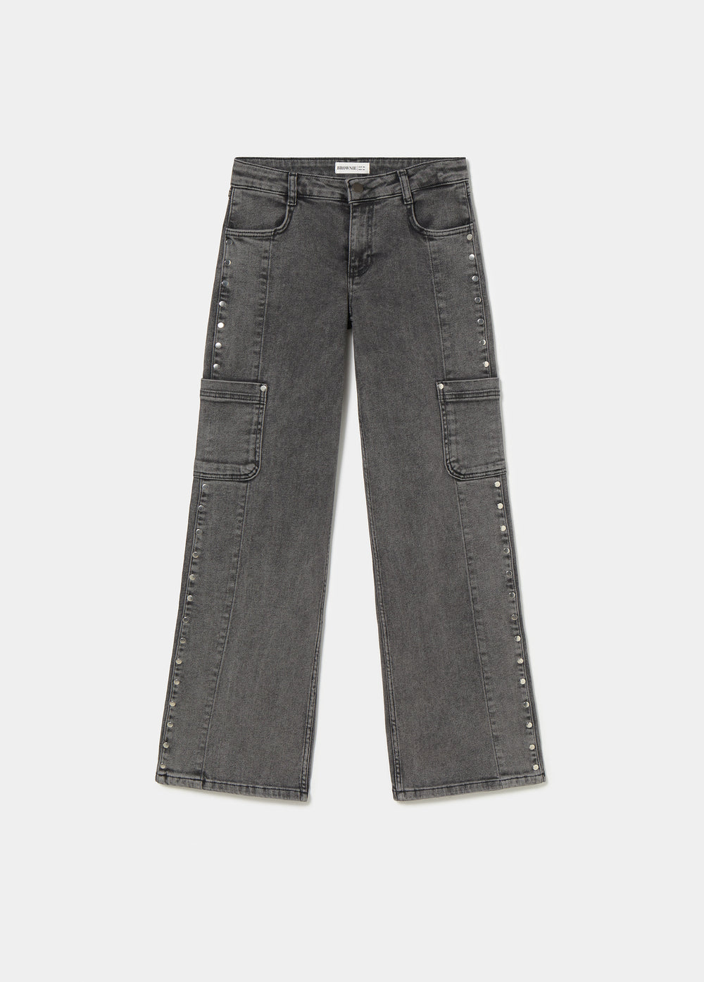 Denim with side studs and a cargo pocket