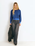 Jeans culotte con ali glitter