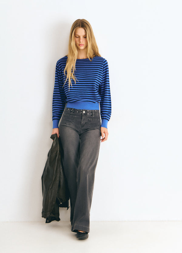 Jeans culotte con ali glitter