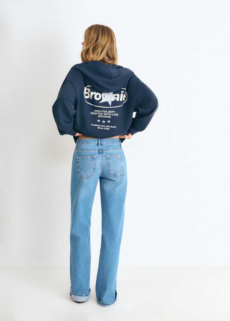 Star denim jeans with front pocket