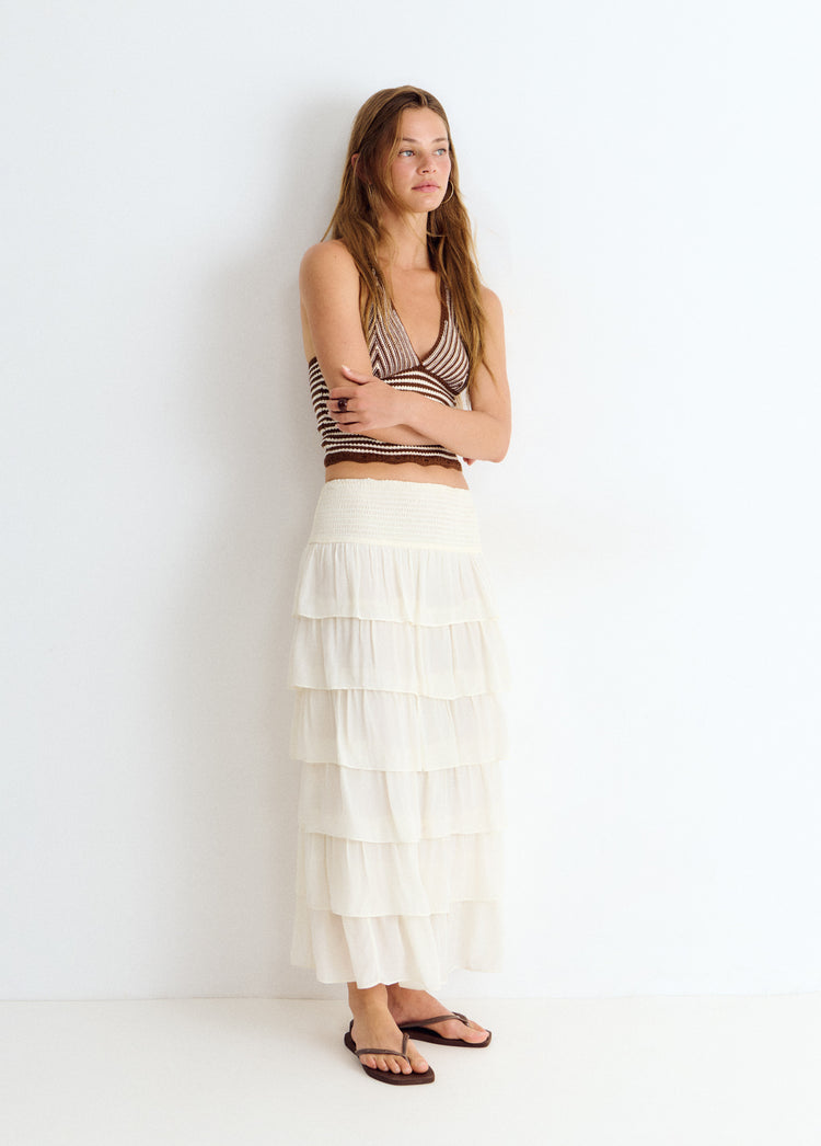 Long multi-tiered skirt