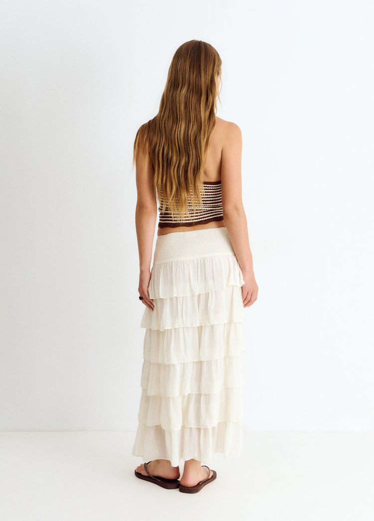 Long multi-tiered skirt