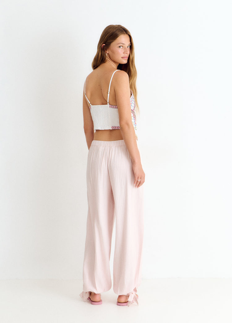 Embroidered strap top