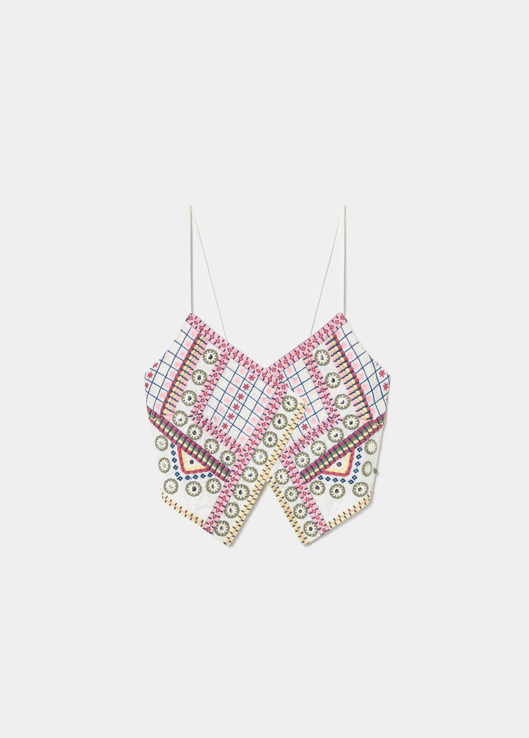 Embroidered strap top