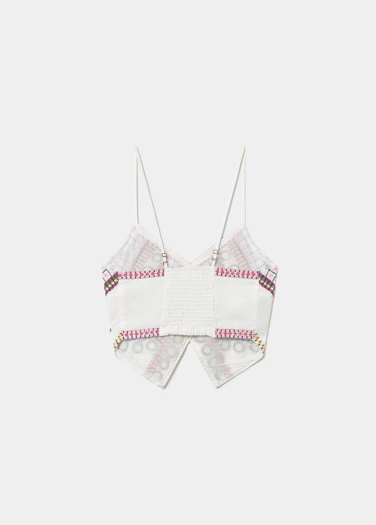 Embroidered strap top