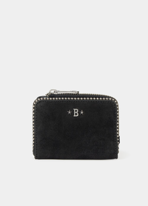 Porta-moedas de pele com bolinhas