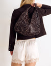 Schultertasche aus Leder mit Animal-Print