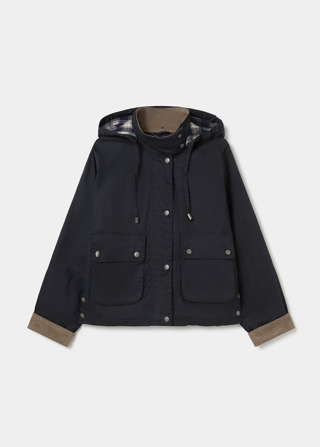 Chaqueta encerada con capucha
