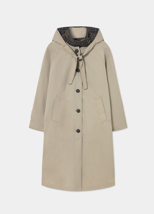 Langer Trenchcoat mit Kapuze