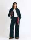 Plain faux-pleat trousers
