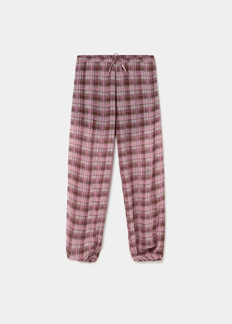 Checkered long harem pants