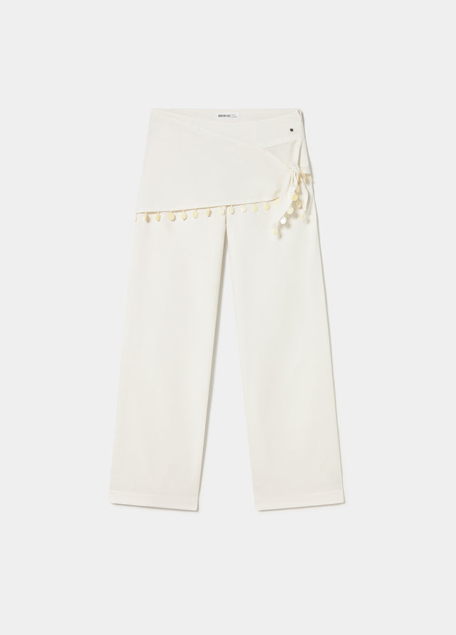 Wrap pants with shell detail