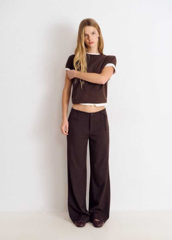 Pantalón raya diplomática cintura ancha