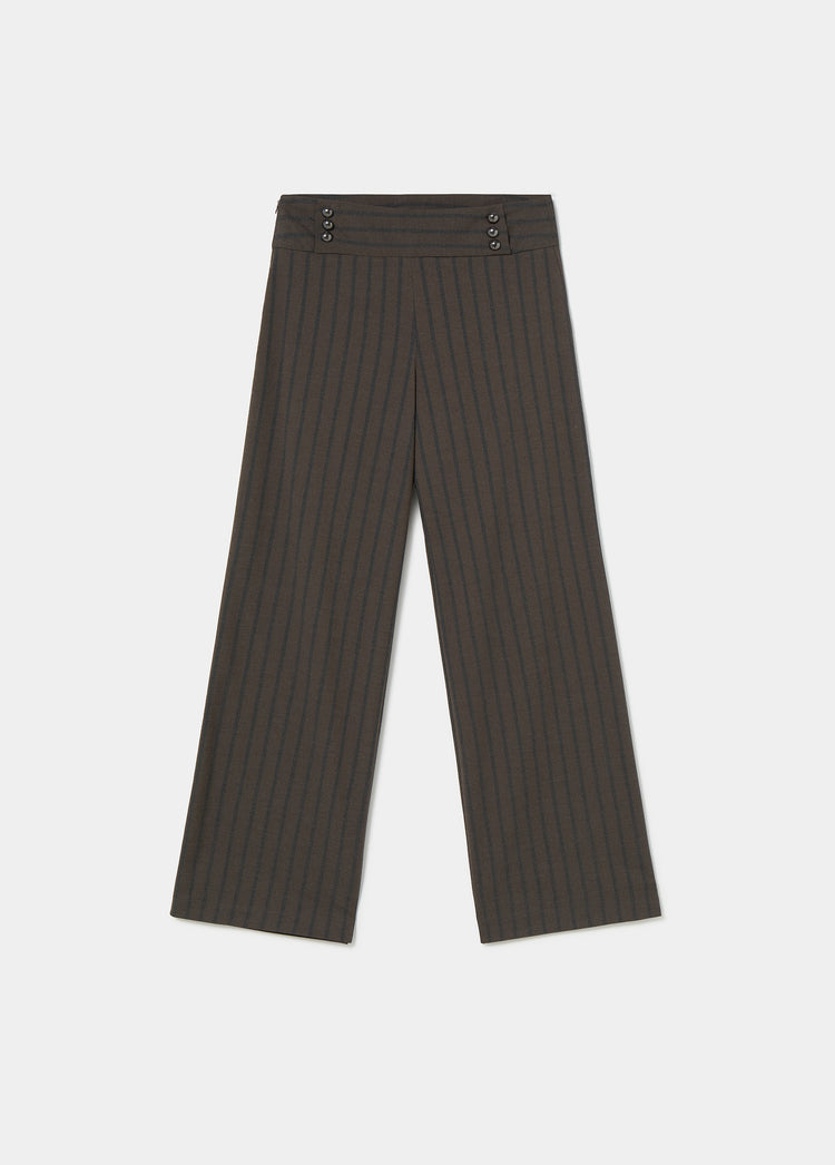 broek met brede tailleband en strepen