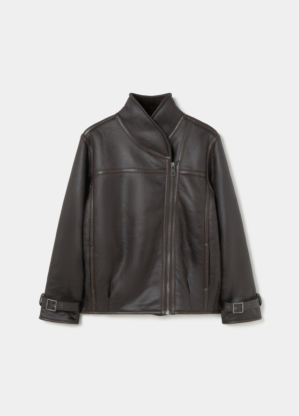 Reversible faux-leather biker jacket