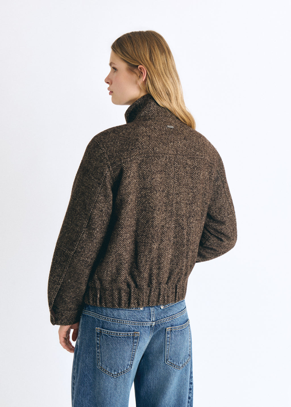 Herringbone wool bomber jacket