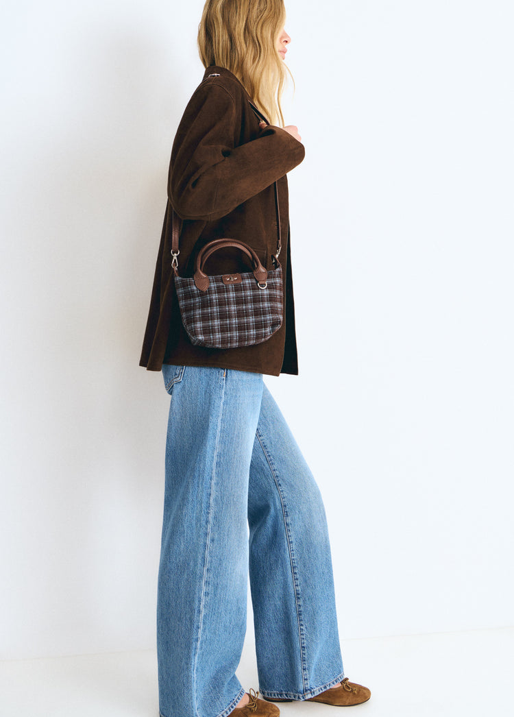 Small plaid shopper bag