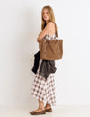 Leather shopper bag with rings