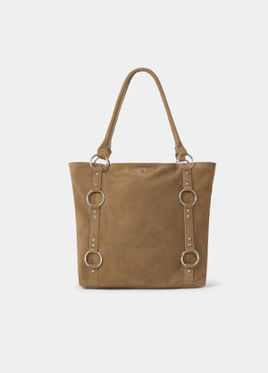 Leren shopper tas met ringen