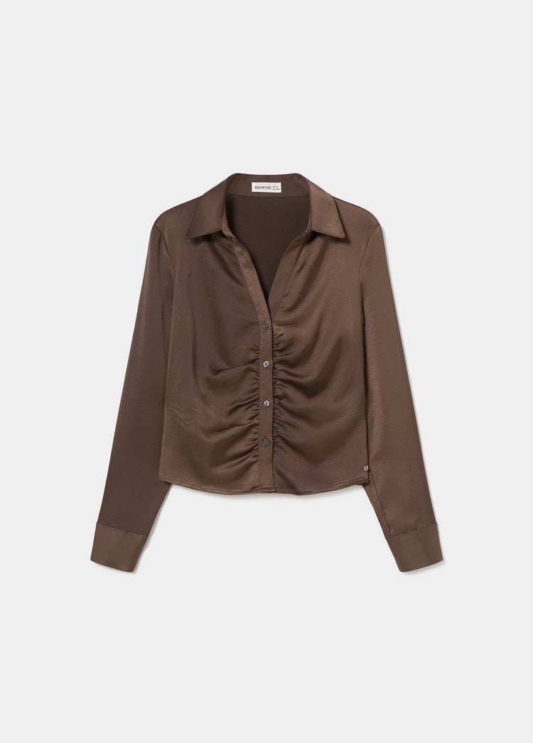 Ruched satin shirt