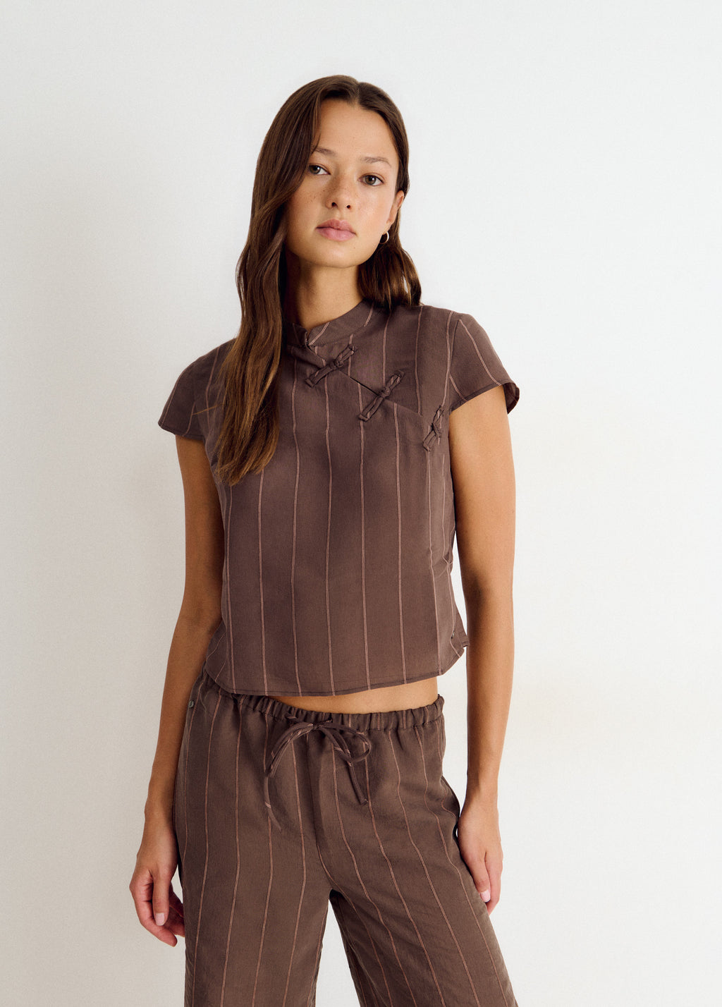Striped knot-detail T-shirt