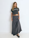 Long skirt made of cupro fabric