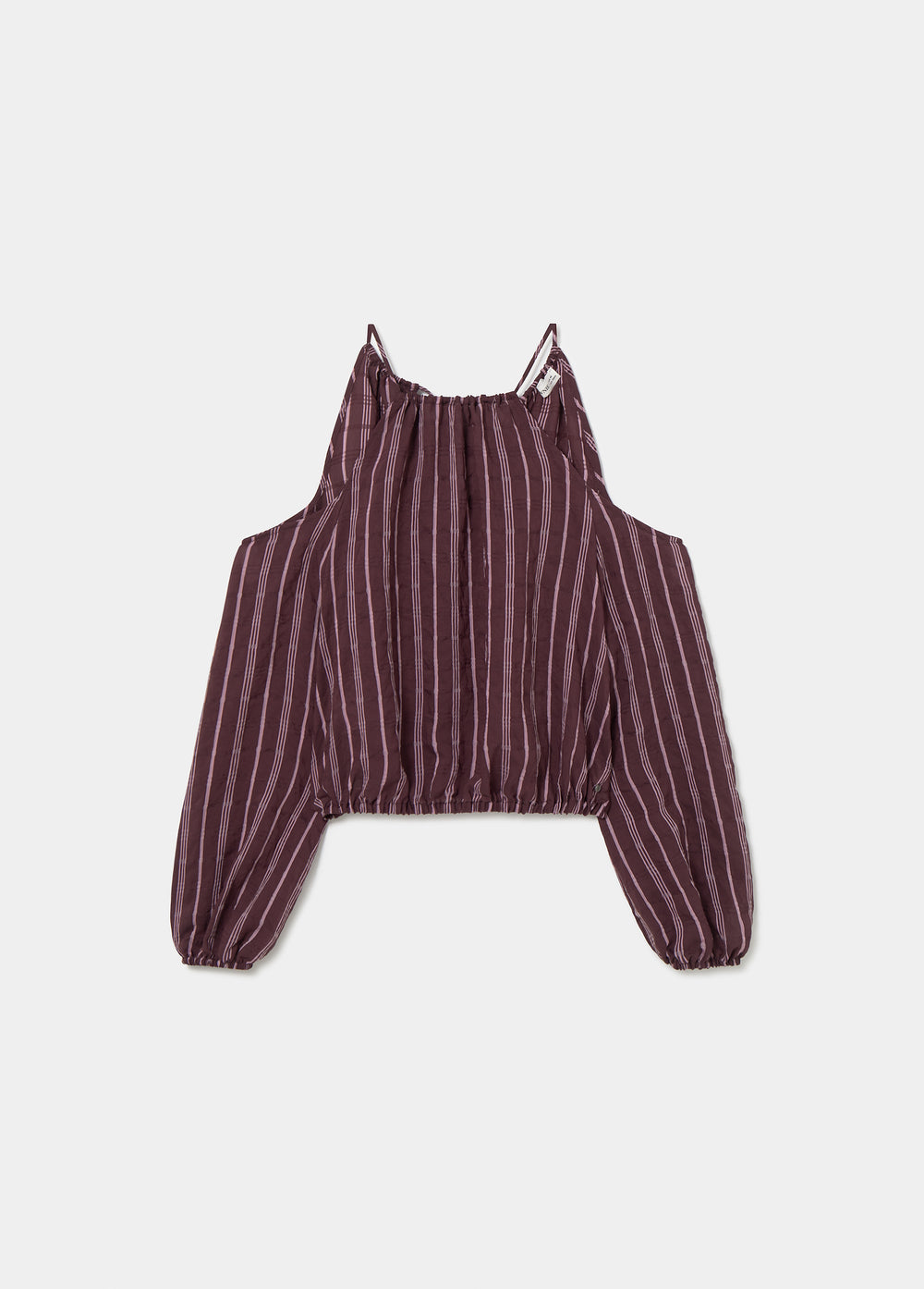 Blusa a rayures à manches longues avec découpes déc###1?