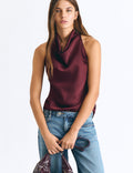 Halter top with a cowl neckline
