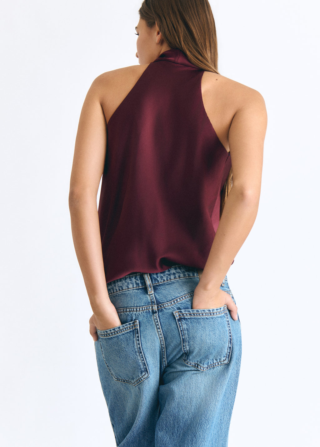 Halter top with a cowl neckline