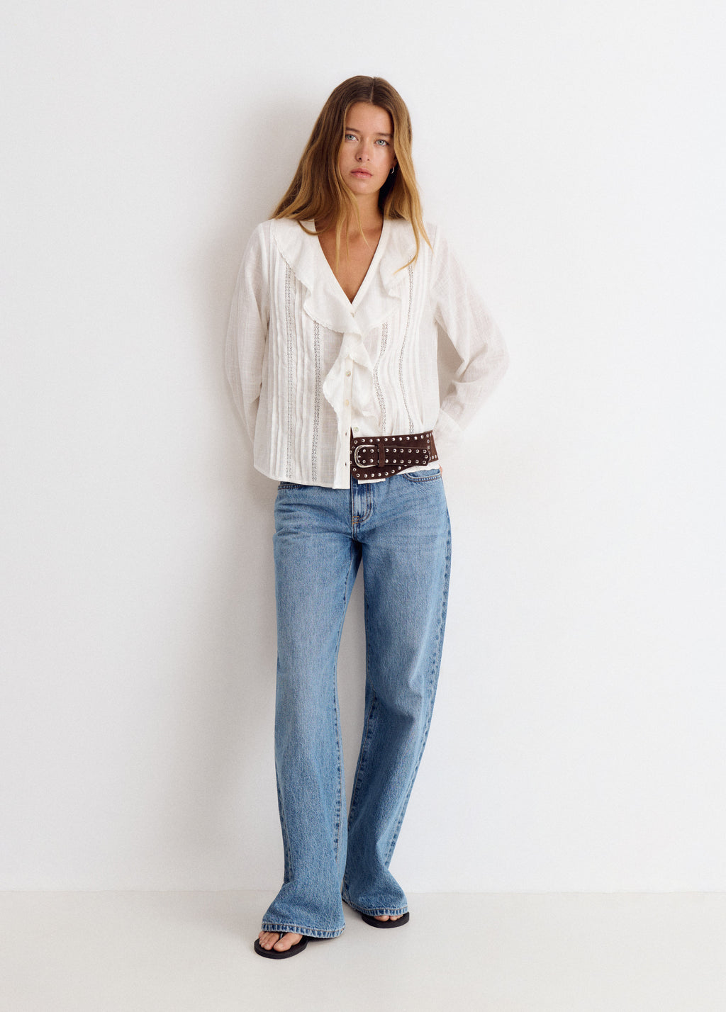 Lurex ruffle blouse