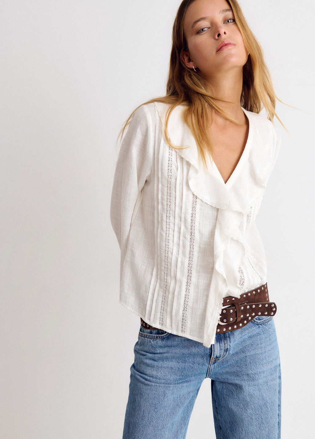 Lurex ruffle blouse