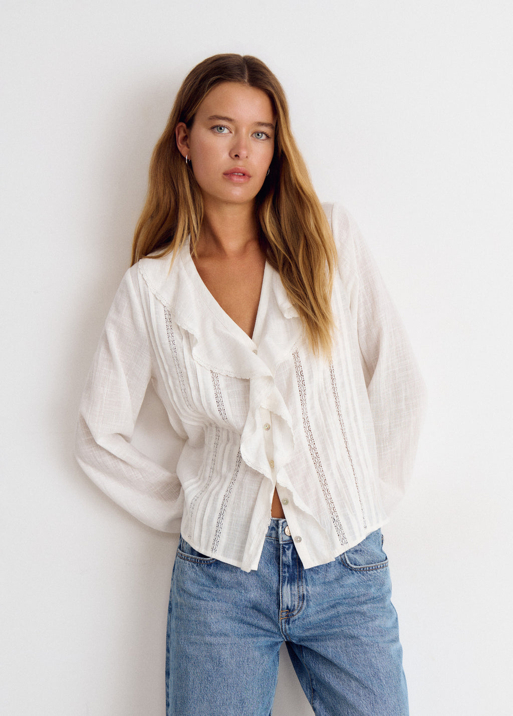 Lurex ruffle blouse