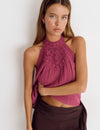Halter-Top mit Häkelkragen