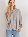 Lace pintuck long-sleeve blouse
