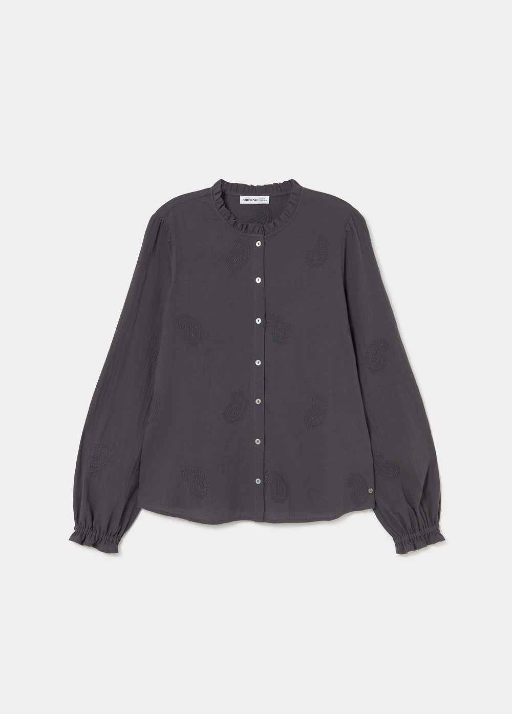 Embroidered long-sleeve blouse
