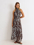 Vestido longo estampado