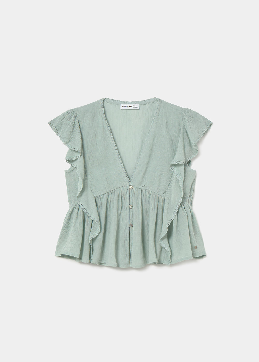Romantische blouse met ruches en kant trim