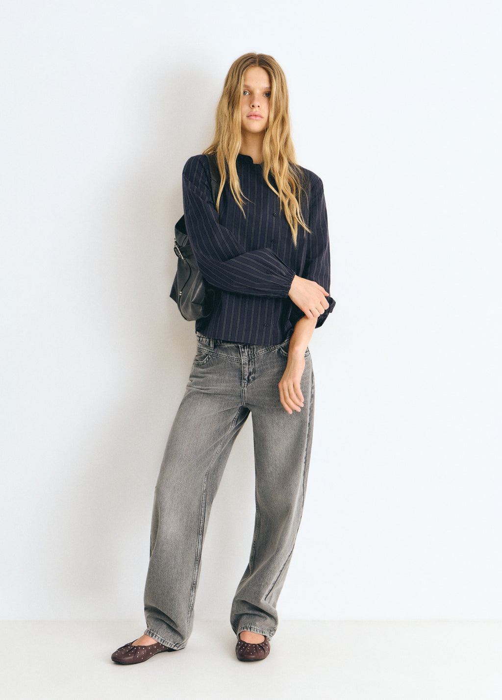 Gestreifte Bluse mit Bindeband