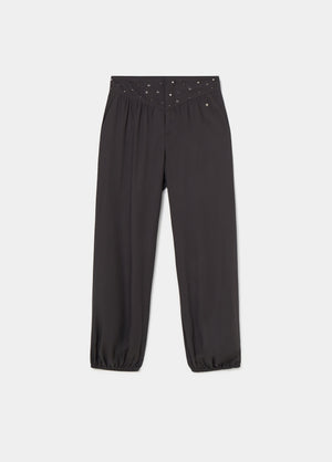 Pantalons bombat amb cintura de tatxes