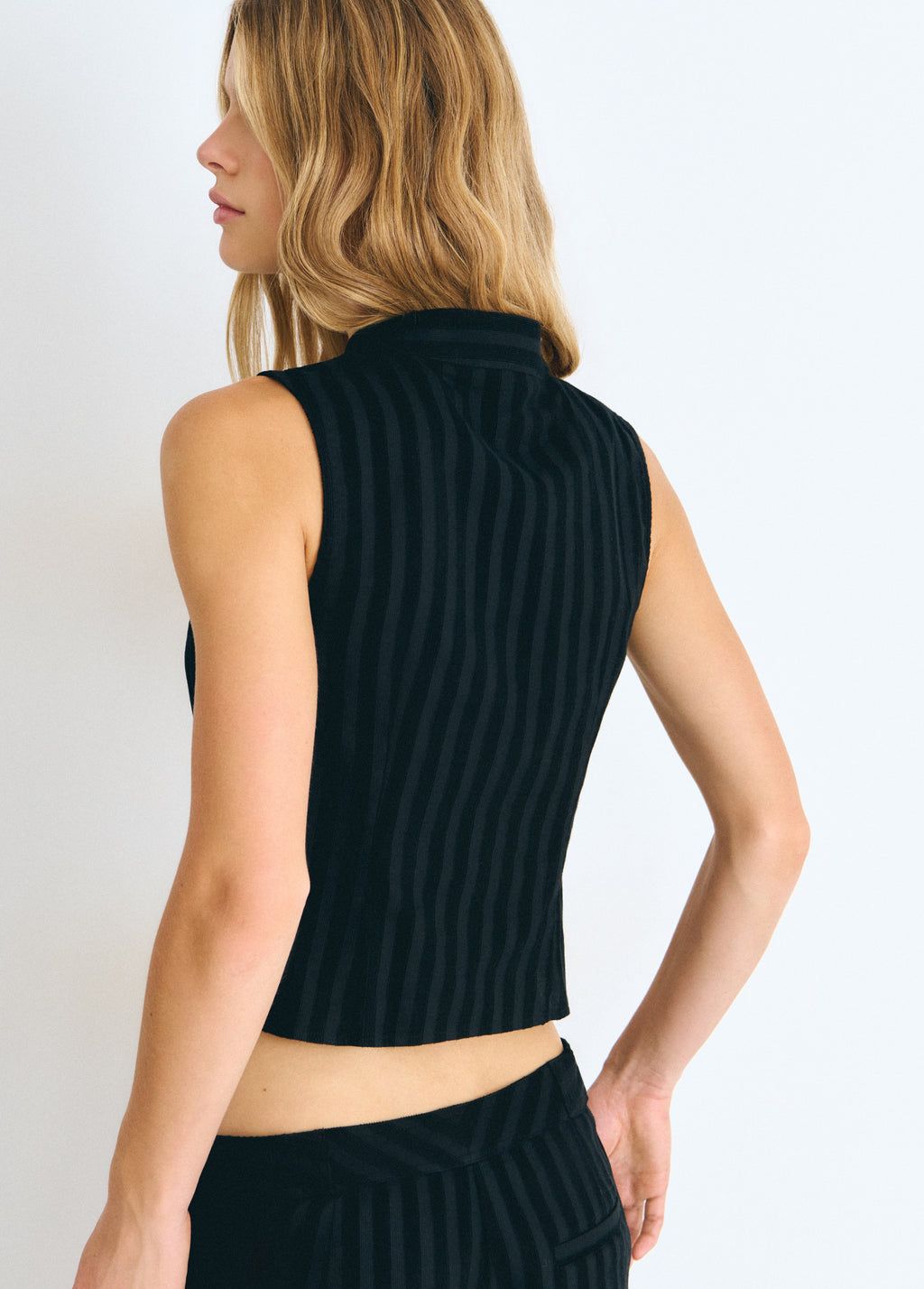 Gestreiftes Cord-Top mit Knöpfen