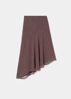 Long plaid skirt with an asymmetric hem