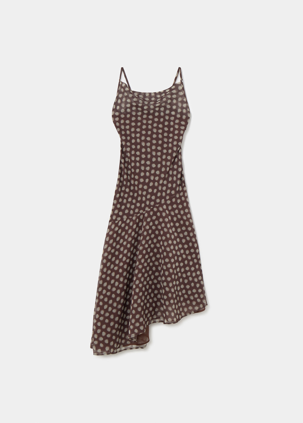 Long spaghetti-strap dress with a polka-dot print