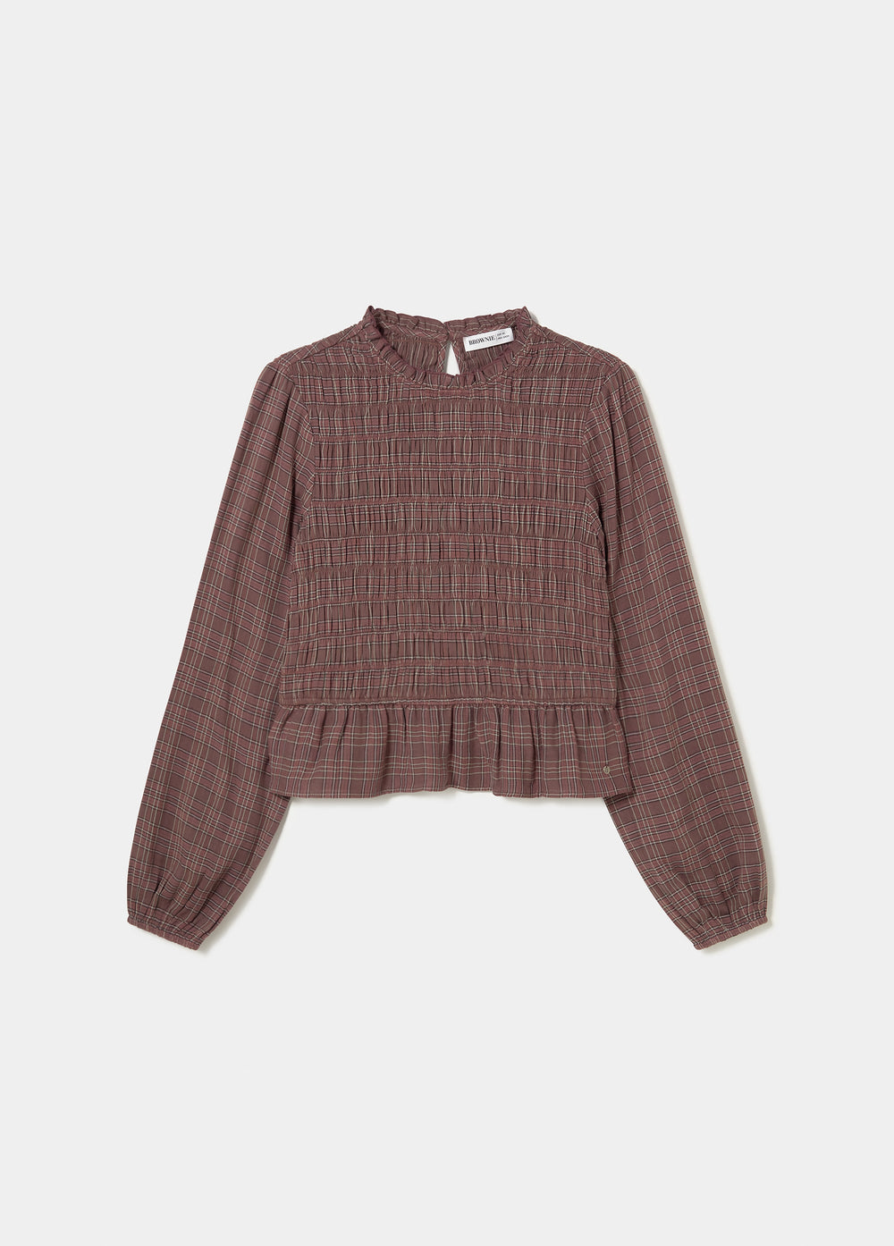 Blusa a quadri con arricciature