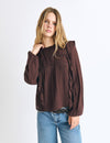 Blusa cuello caja volantes