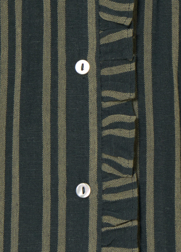 Striped blouse with button placket
