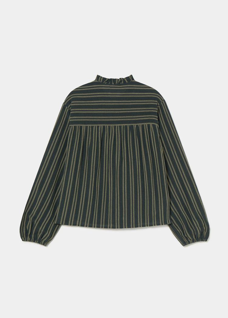 Striped blouse with button placket