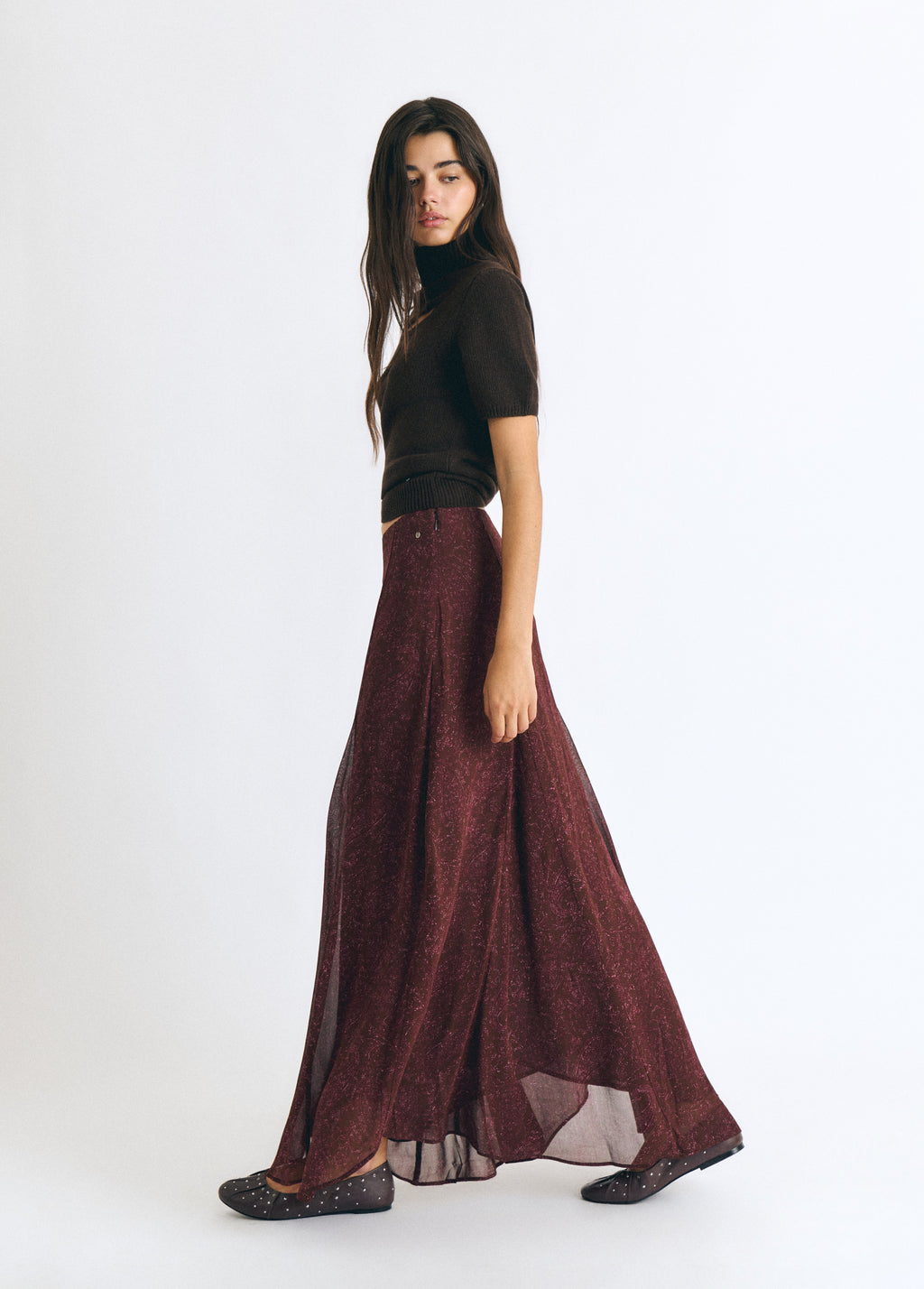 Long printed skirt