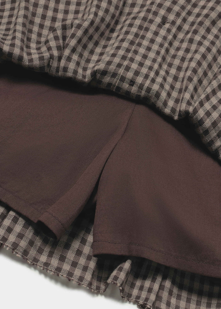 Korte geruite rok met ruches