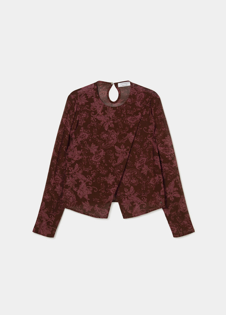 Printed blouse with front opening
