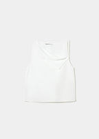 Top de lino blanco con escote solapa y tirantes finos